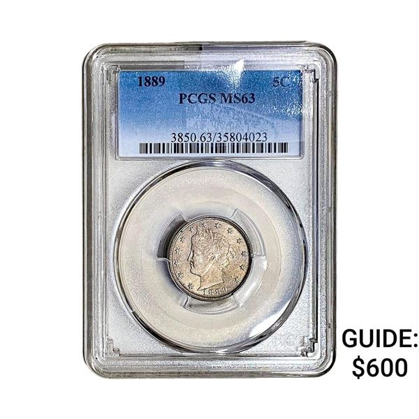 1889 Liberty Victory Nickel PCGS MS63