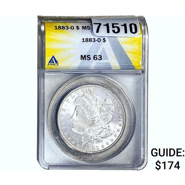 1883-O Morgan Silver Dollar ANACS MS63