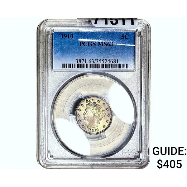 1910 Liberty Victory Nickel PCGS MS63