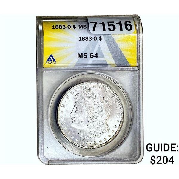 1883-O Morgan Silver Dollar ANACS MS64