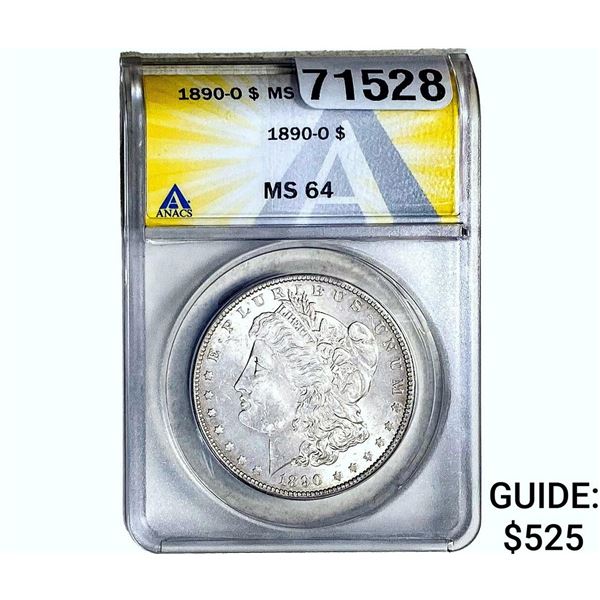 1890-O Morgan Silver Dollar ANACS MS64