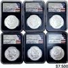 Image 1 : [6 Coins] 2021 $1 Morgan & Peace NGC MS70