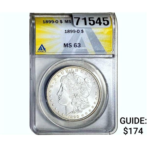 1899-O Morgan Silver Dollar ANACS MS63