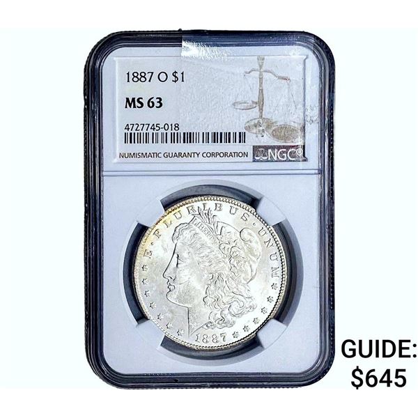 1887-O Morgan Silver Dollar NGC MS63