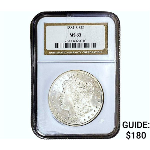 1881-S Morgan Silver Dollar NGC MS63
