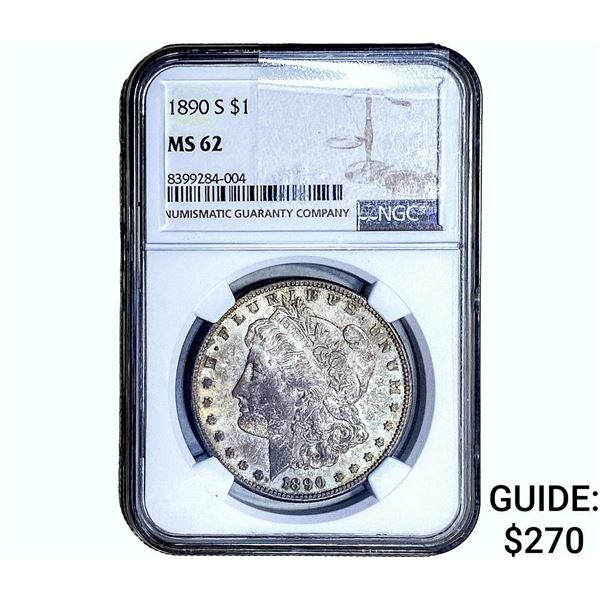 1890-S Morgan Silver Dollar NGC MS62