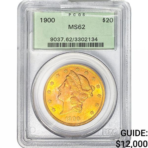 1900 $20 Gold Double Eagle PCGS MS62