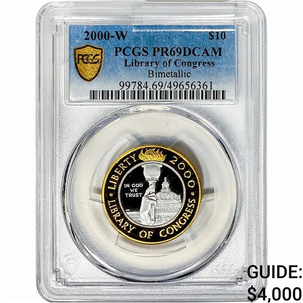 2000-W $10 Bimetallic Library of Congress PCGS PR69 DCAM