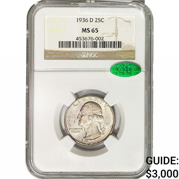 1936-D CAC Wheat Quarter NGC MS65