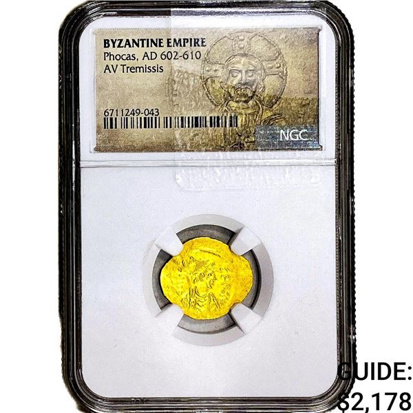 Byzantine Phocas, AD 602-610 Gold Tremissis NGC
