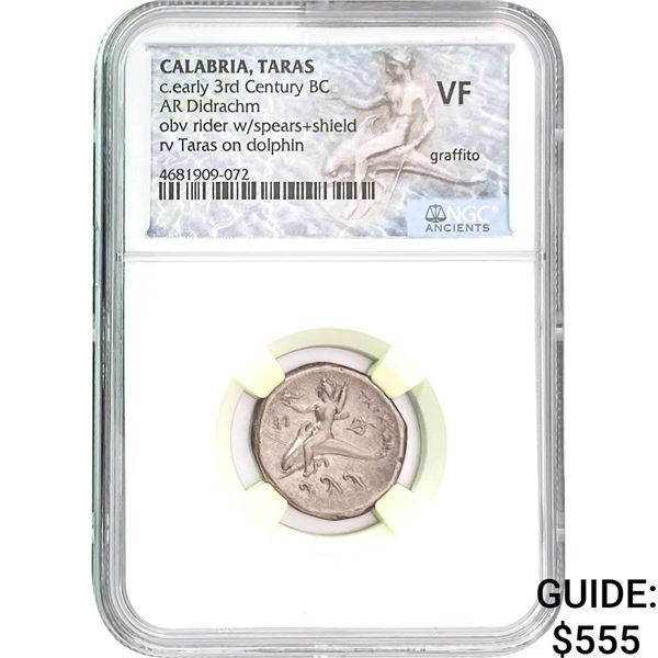 Calabria, Taras c.early 3rd Cen. BC Silver Didrachm NGC