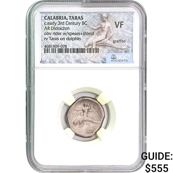 Calabria, Taras c.early 3rd Cen. BC Silver Didrachm NGC