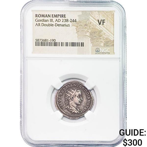 Roman Gordian III, AD 238-244 Silver Dbl-Denarius NGC VF