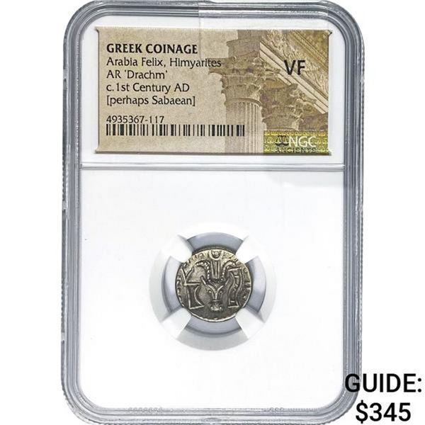 Greek Arabia Felix, Himyarites Silver Drachm NGC