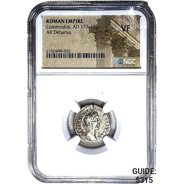 Roman Commodus, AD 177-192 Silver Denarius NGC VF