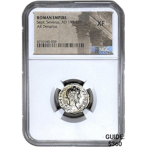 Roman Sept. Severus AD 193-211 Silver Denarius NGC XF
