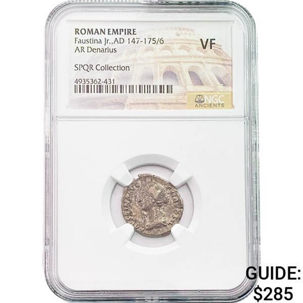 Roman Faustina Jr. AD 147-175/6 Silver Denarius VF