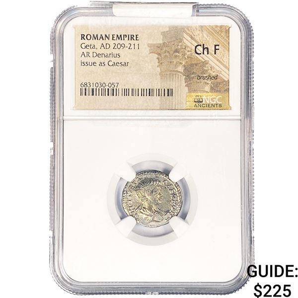 Roman Empire Geta, AD 209-211 Silver Denarius