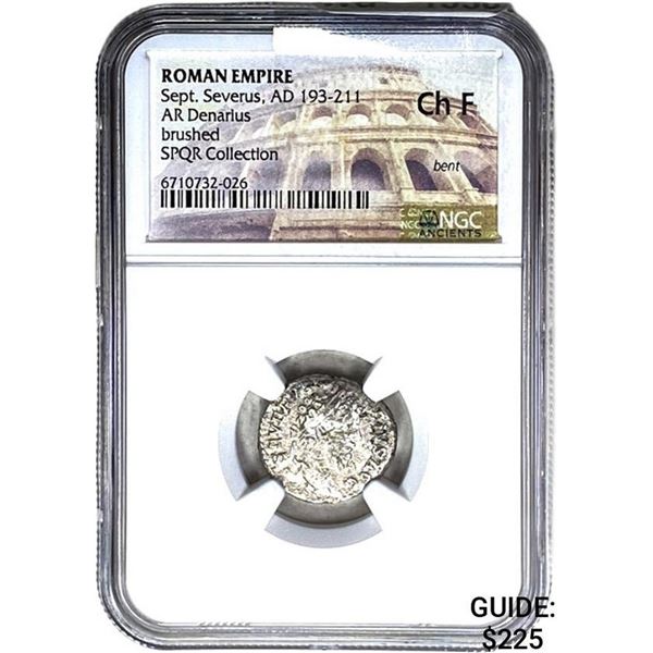 Roman Sept. Severus AD 193-211 Silver Denarius NGC Ch F