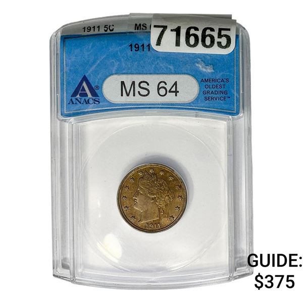 1911 Liberty Victory Nickel ANACS MS64