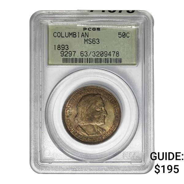 1893 Barber Half Dollar PCGS MS63