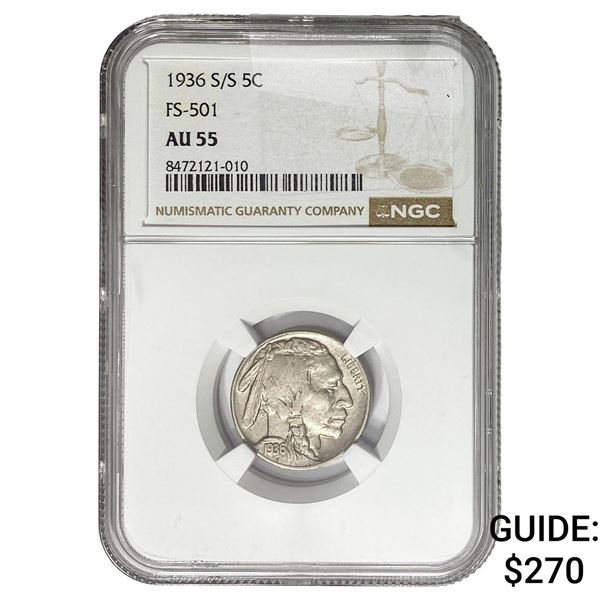 1936-S/S Buffalo Nickel NGC AU55