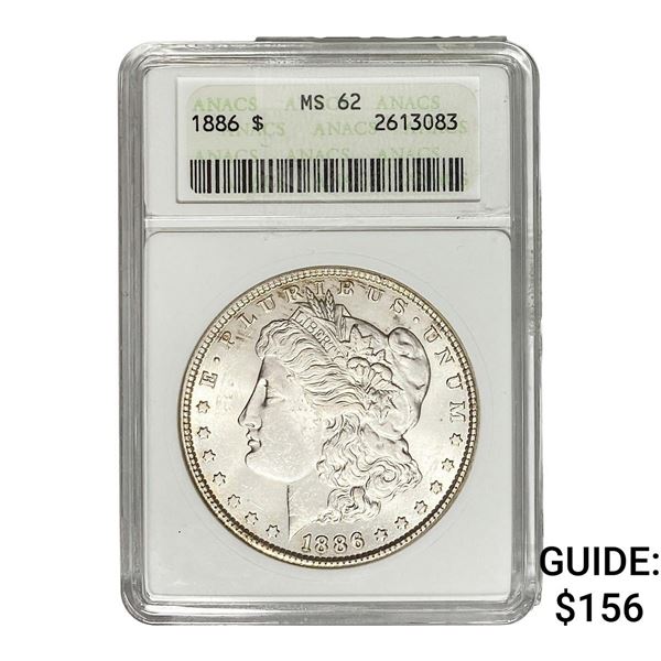 1886 Morgan Silver Dollar ANACS MS62