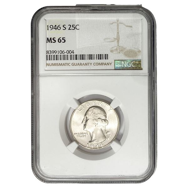 1946 Washington Silver Quarter NGC MS65
