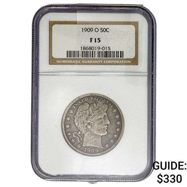 1909-O Barber Half Dollar NGC F15