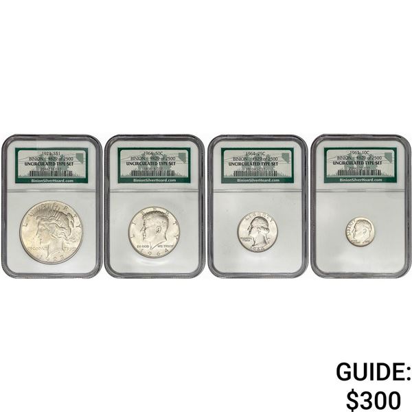 [4Coins] 1923-1964 Uncirculated Type Set [10C-1$] NGC