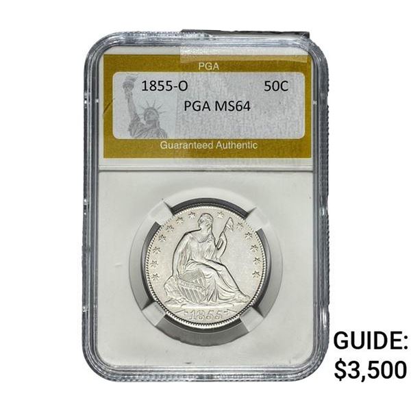 1855-O Seated Liberty Half Dollar PGA MS64
