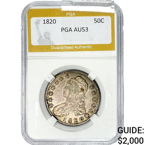 1820 Capped Bust Half Dollar PGA AU53