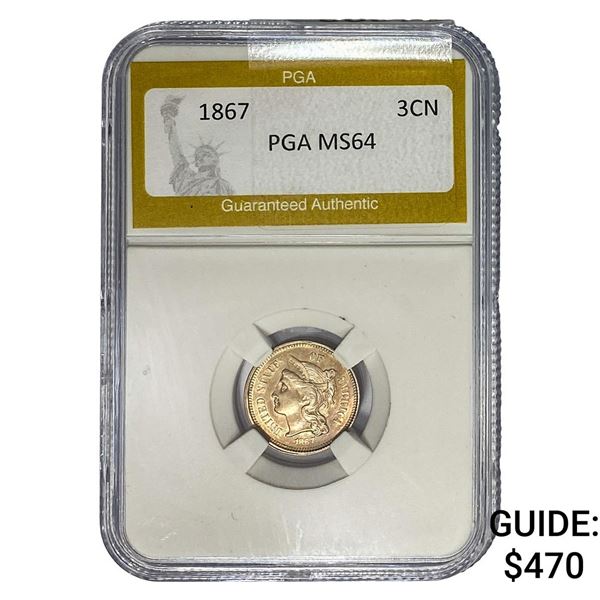 1867 Nickel Three Cent PGA MS64