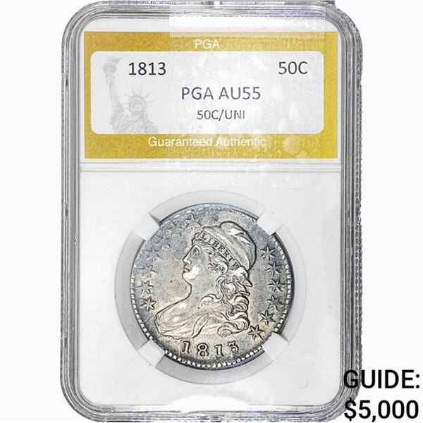 1813 Capped Bust Half Dollar PGA AU55 50C/UNI