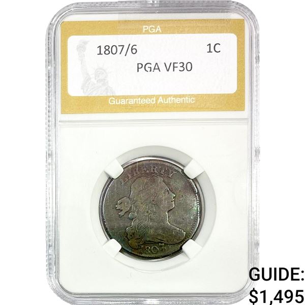 1807/6 Draped Bust Large Cent PGA VF30