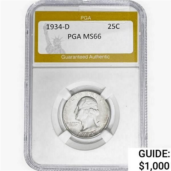 1943-D Washington Silver Quarter PGA MS66