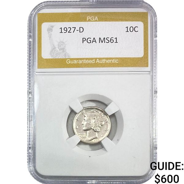 1927-D Mercury Silver Dime PGA MS61