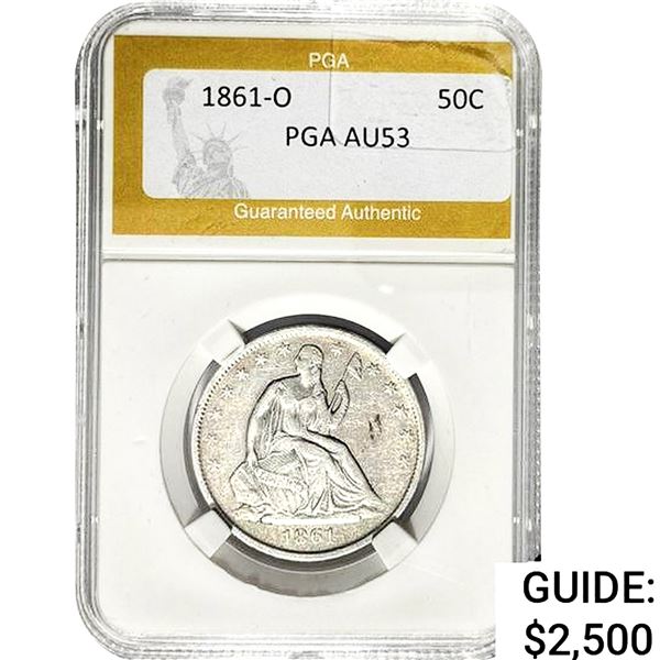 1861-O Seated Liberty Half Dollar PGA AU53
