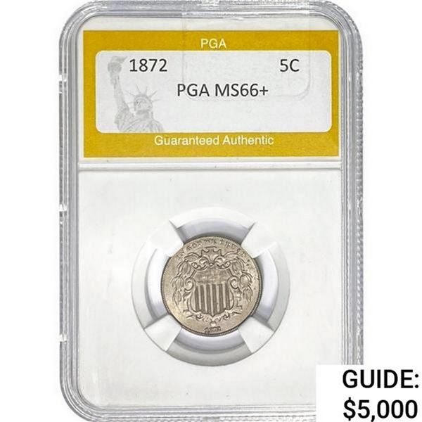 1872 Shield Nickel PGA MS66+