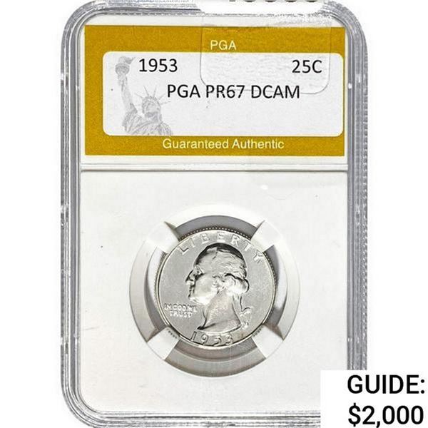 1953 Washington Silver Quarter PGA PR67 DCAM
