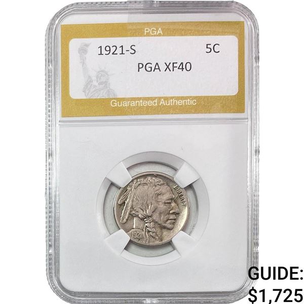 1921-S Buffalo Nickel PGA XF40