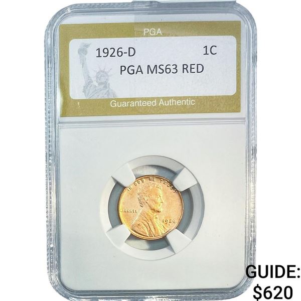 1926-D Wheat Cent PGA MS63 Red