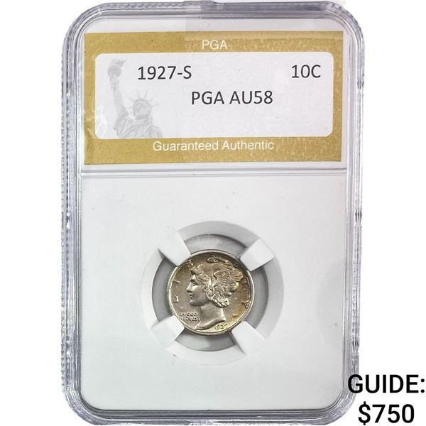 1927-S Mercury Silver Dime PGA AU58