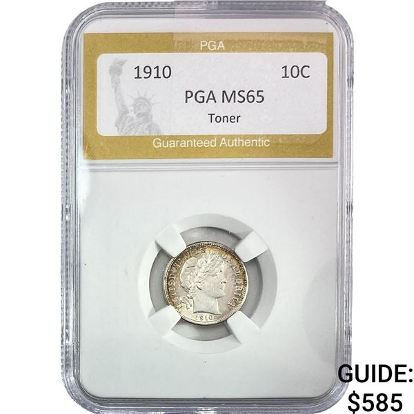 1910 Barber Dime PGA MS65 Toner