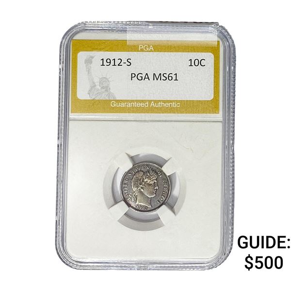 1912-S Barber Dime PGA MS61
