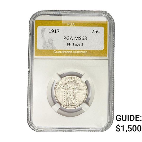 1917 Standing Liberty Quarter PGA MS63 TY 1 FH