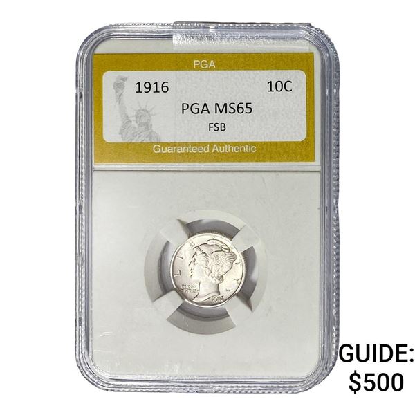 1916 Mercury Silver Dime PGA MS65 FSB