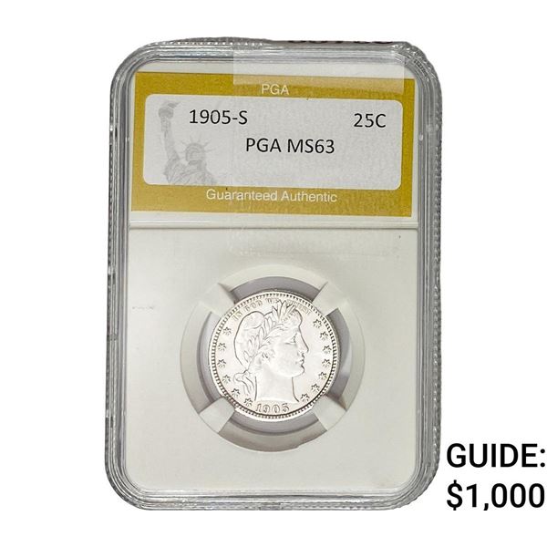 1905-S Barber Quarter PGA MS63
