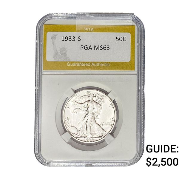 1933-S Walking Liberty Half Dollar PGA MS63
