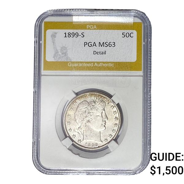 1899-S Barber Half Dollar PGA MS63 Detail